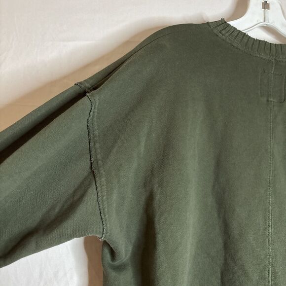 Aerie Down To Earth Crewneck Distressed Sweatshirt Women's Size XS Olive Green - Picture 9 of 16